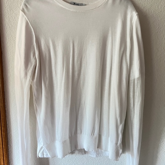 Alexander Wang White Sheer Layered Sweater S Long Sleeve Cotton Blend - Picture 1 of 7